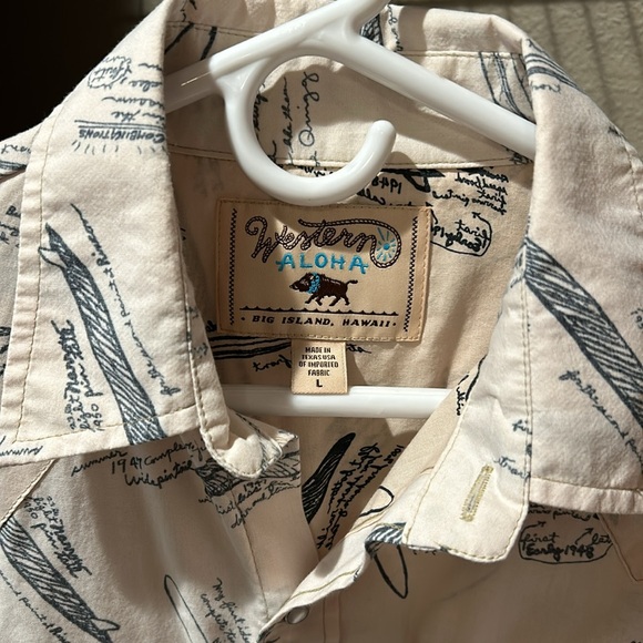 Western Aloha button down t shirt with pearl snaps - Picture 2 of 5